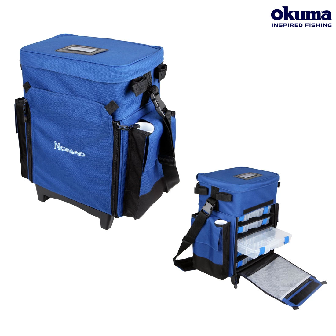 Okuma Nomad Long Range Tackle Bag w/Strap (M)- Blue/Blk
