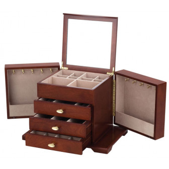 Reed & Barton Amelia 2-Door Jewelry Box - Dark Cherry