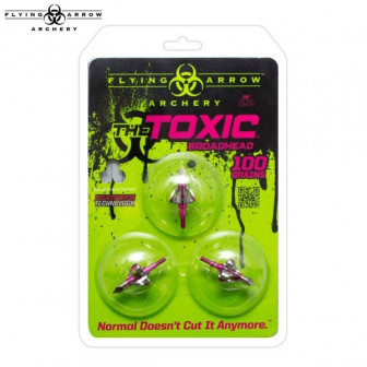 Flying Arrow Toxic 100-Grain 3-Blade (3PK)- Pink