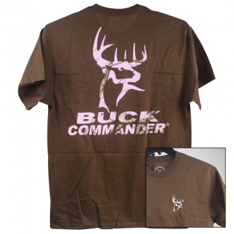 Buck Commander Pink Deerhead Logo T-Shirt (L)- Brown