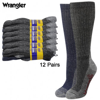Wrangler Premium Cotton Crew Socks 12-pr Asstd: Black/Blue (L:9-13)