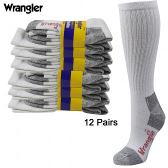 Wrangler Premium Cotton Crew Socks 12-pr White (L:9-13)