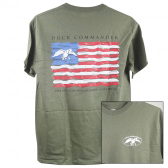 Duck Commander Flag T-Shirt (XL)- Moss