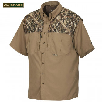 Drake Waterfowl Wingshooter's Two-Tone S/S Shirt (L)- MOSGB