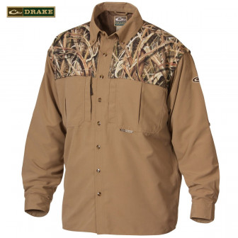 Drake Waterfowl Wingshooter's Two-Tone Button Up (L)- MOSGB