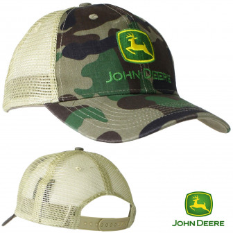John Deere Mesh Back Cap- Black/Woodland