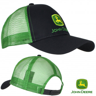 John Deere Contrast Mesh Back Cap- Black/JD Green