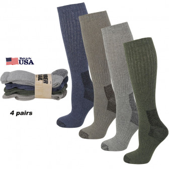 Timber Trail Cotton Blend Socks- 4pk Asstd (L:9-13)