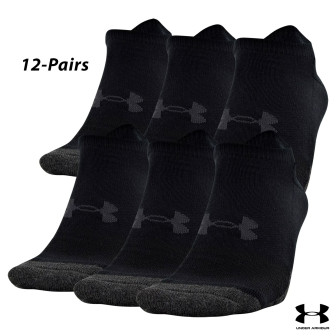 UA Socks: 12-PAIR Perf. Tech No Show (L)- Black