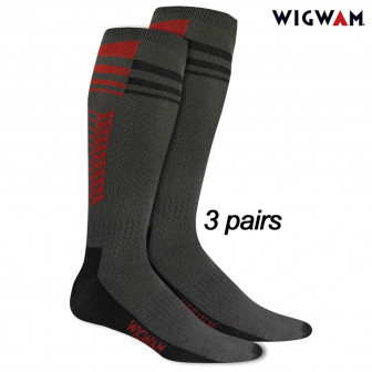 Wigwam Snow Arrow Pro Knee-Hi Socks (12-15) Charcoal 3-pr