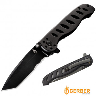 Gerber Evo Large Folder Tanto Knife ComboEdge Blade- Black