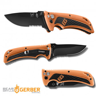 Gerber Bear Grylls Survival AO Folder- Blk/Org