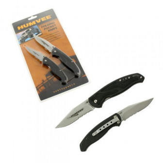 Humvee Folding Pocket Knife (Set/2) Drop Point- Black