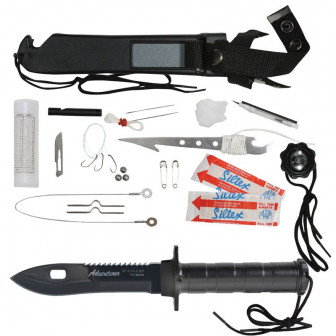 Adventurer 10.5" Survival Knife Kit- Black