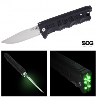 SOG Bladelight Folder Knife / Green LED