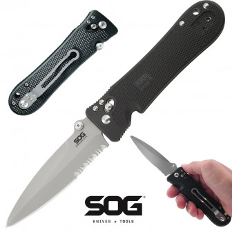 SOG Pentagon Elite I 4" Spear Point Folder- Black