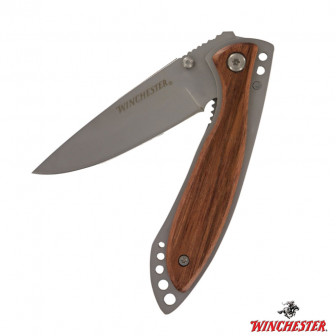 Winchester Wood Handle Knife Plain Blade-Silver