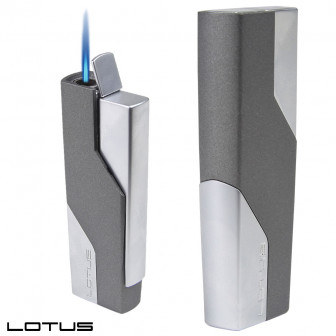 Lotus Tuscan Single Flame Torch Lighter- Grey Matte/Chrome