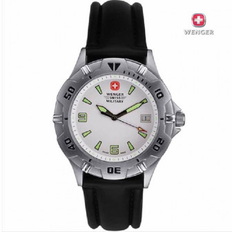 Wenger SA Watch Brigade Military Wht Dial/Blk Rubber