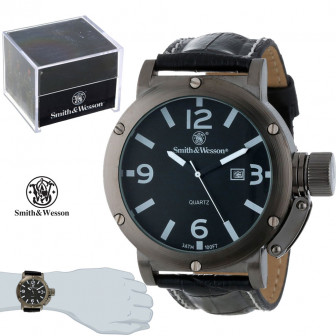 Smith & Wesson Blackout Watch- Black/Leather