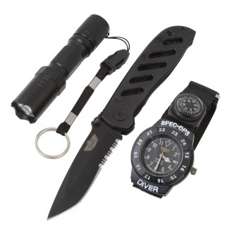 UZI Special Forces Set: Knife,Watch,Flashlight