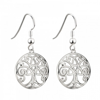 Solvar Tara Rhodium Tree of Life Earrings - Celtic
