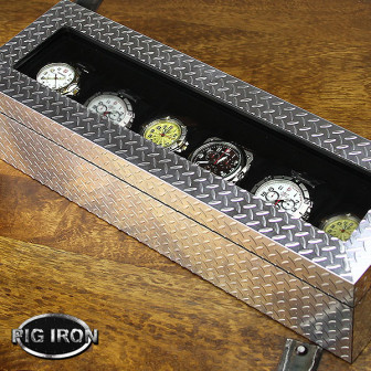 Pig Iron 6-pc Watch Box - Diamondplate