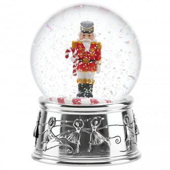 Reed & Barton Nutcracker w/ Candy Cane Snowglobe