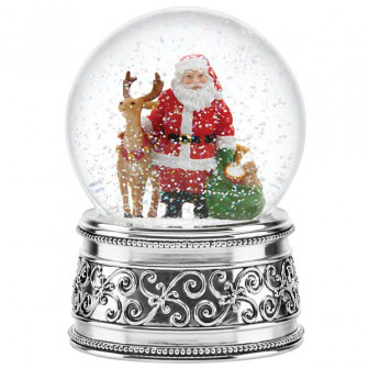 Reed & Barton Santa & Reindeer Snowglobe