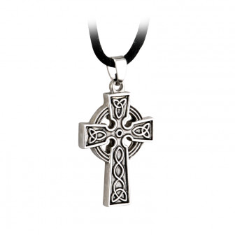 Solvar Tara Pewter Style Celtic Cross Necklace on Cord