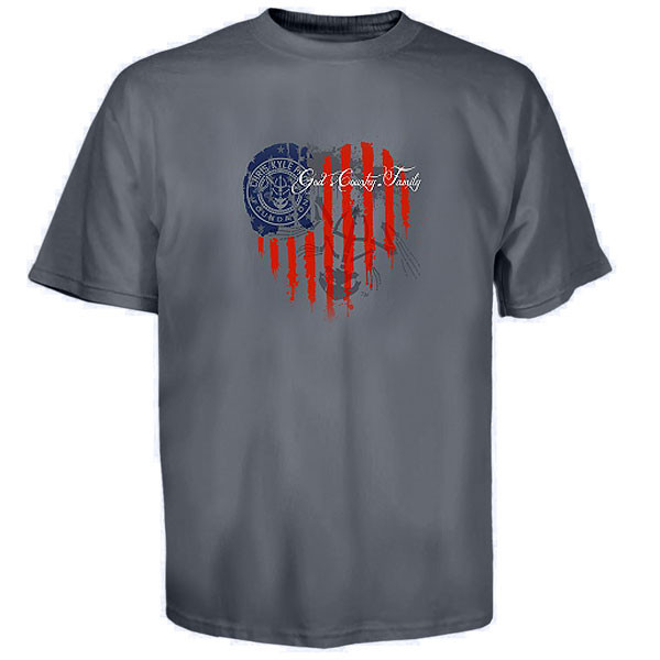 Chris Kyle Frog Foundation Flag Heart T-Shirt - Charcoal - T-Shirts ...