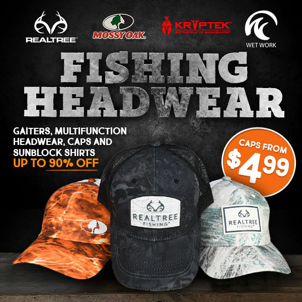 Sun protection fishing wear on sale! Headwear from $6.37: CMossy Oak, Under Armour, Kryptek & more.