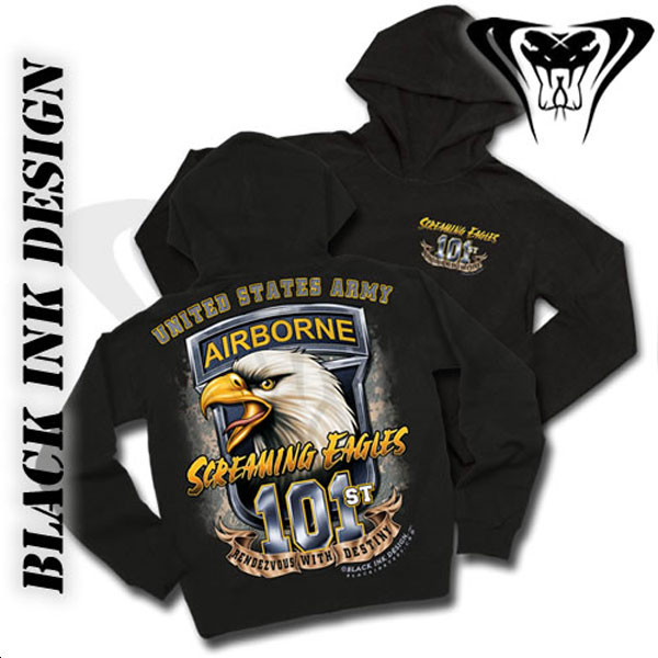 Black Ink Designs 101st Airborne Hoodie (S) - Black