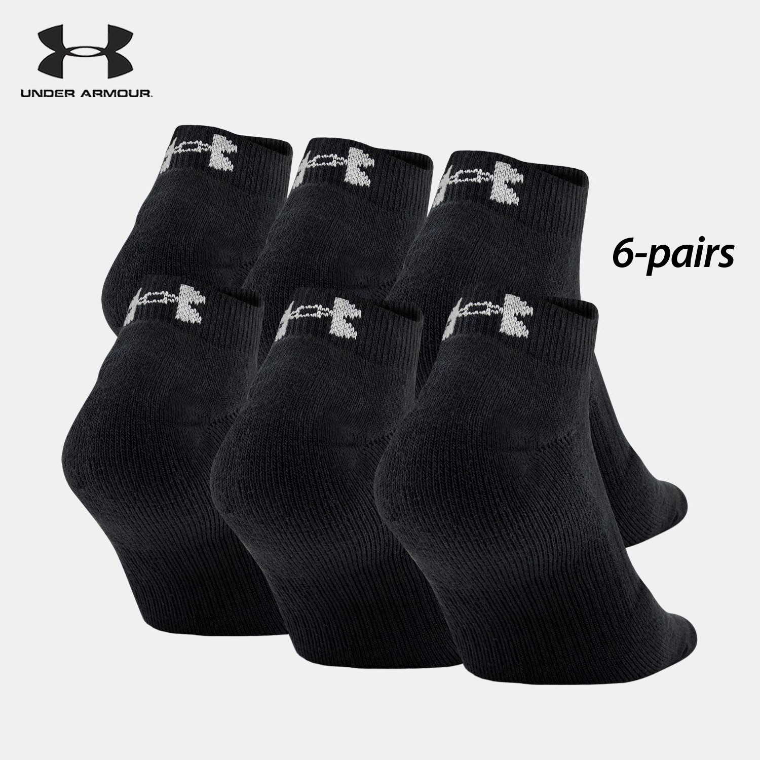 6 Pairs Under Armour Charged Cotton 2.0 Lo-cut Socks (XL) | Field Supply