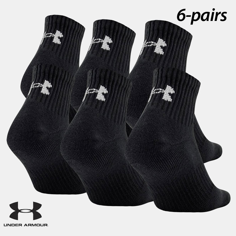 6 Pairs Under Armour Charged Cotton Quarter Socks (L) | Field Supply