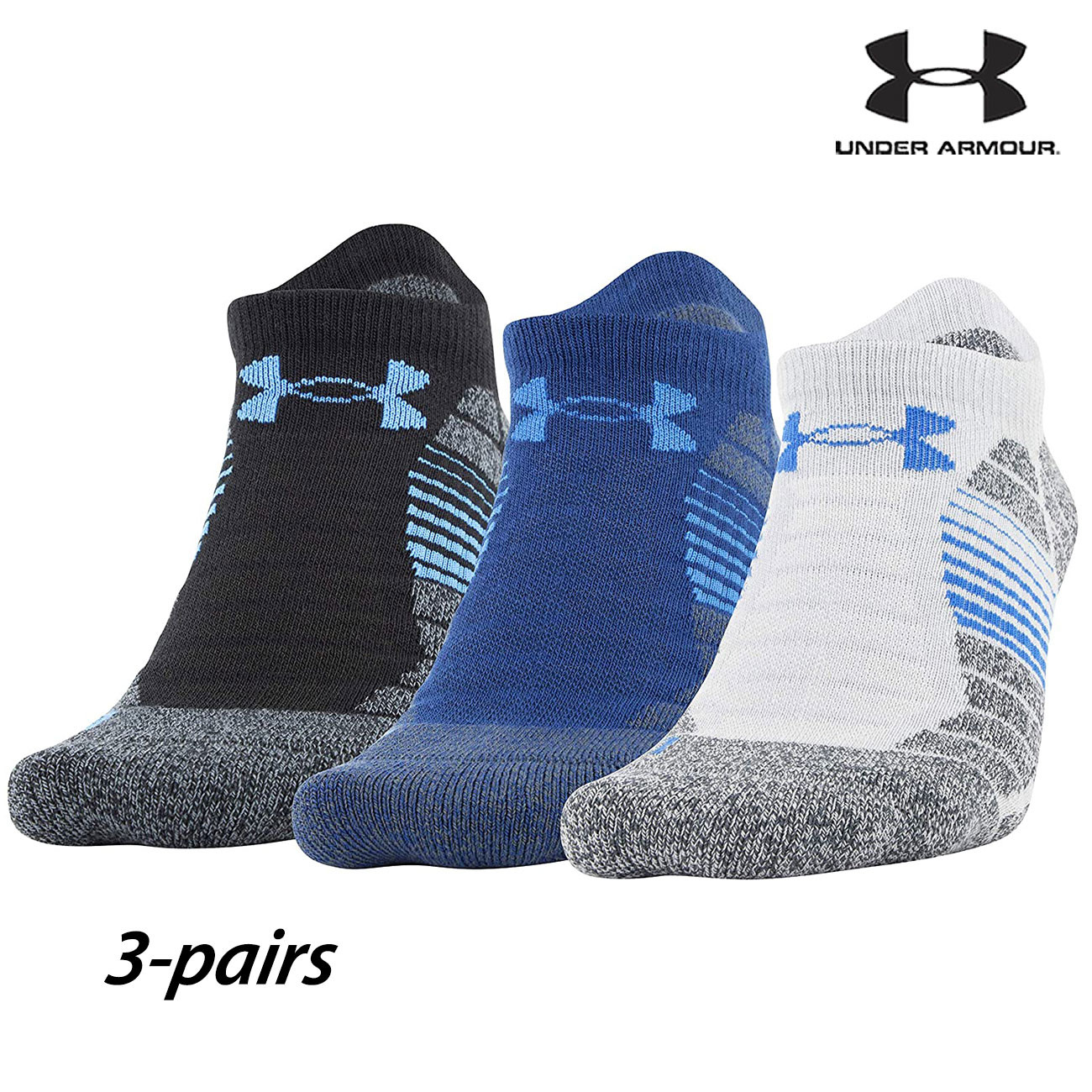 3 Pairs Under Armour Elevated Performance No Show Socks (L) | Field Supply