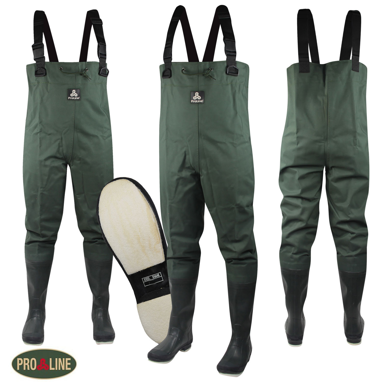 Pro Line Twin River 2-Ply Felt Outsole Chest Waders - Dark Green ...