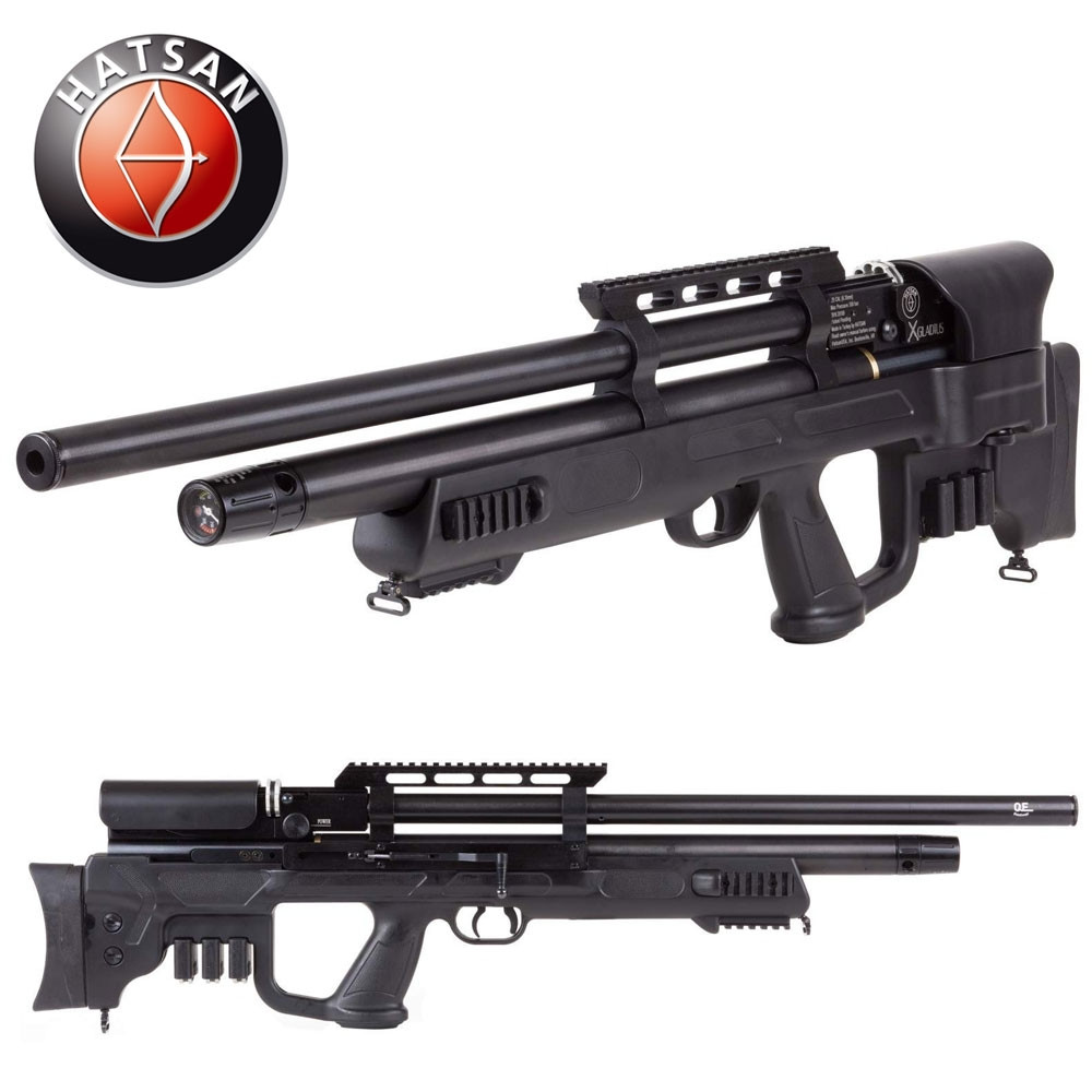  Hatsan Gladius - Rifle de aire PCP largo calibre .25 con  paquete incluido de 150 pellets (calibre de pellets/peso .25/24.38 granos)  y tela Wеаrаblе4U : Deportes y Actividades al Aire Libre