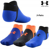 UA Socks: 3-PAIR Armoury Run Lite No-Show (L)- Versablue/Asst.