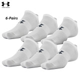UA Socks: 6-PAIR Essential Lite No Show (L)- White/White/Pitch Gray