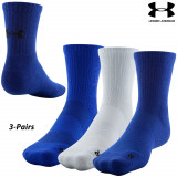 UA Socks: 3-PAIR 3-Maker Mid-Crew (L)- Bauhaus Blue/Asst.