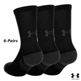 UA Socks: 6-PAIR Resistor 3.0 Crew (L)- BLK/GRPH