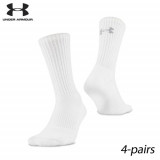 UA Socks: 4-PAIR All Season Gear Crew IRREG (L) White