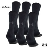 UA Socks: 6-PAIR Perf. Tech Crew (XL)- Black