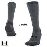 UA Socks: 2-PAIR Hitch ColdGear Crew (L)- Pitch Gray