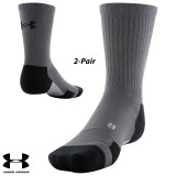 UA Socks: 2-PAIR Team Crew (L)- Graphite