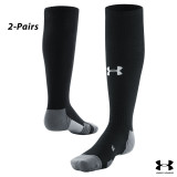 UA Socks: 2-PAIR Team Over the Calf (L)- Black