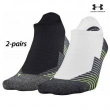 UA Socks: 2-PAIR Run 2.0 No Show Tab (L) Black/ASSTD