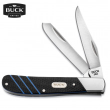 Buck Trapper 2 Blade Folder- Black/Blue G10