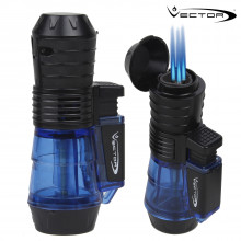 Vector Tri-Force Triple-Flame Torch Lighter- Transparent Blue